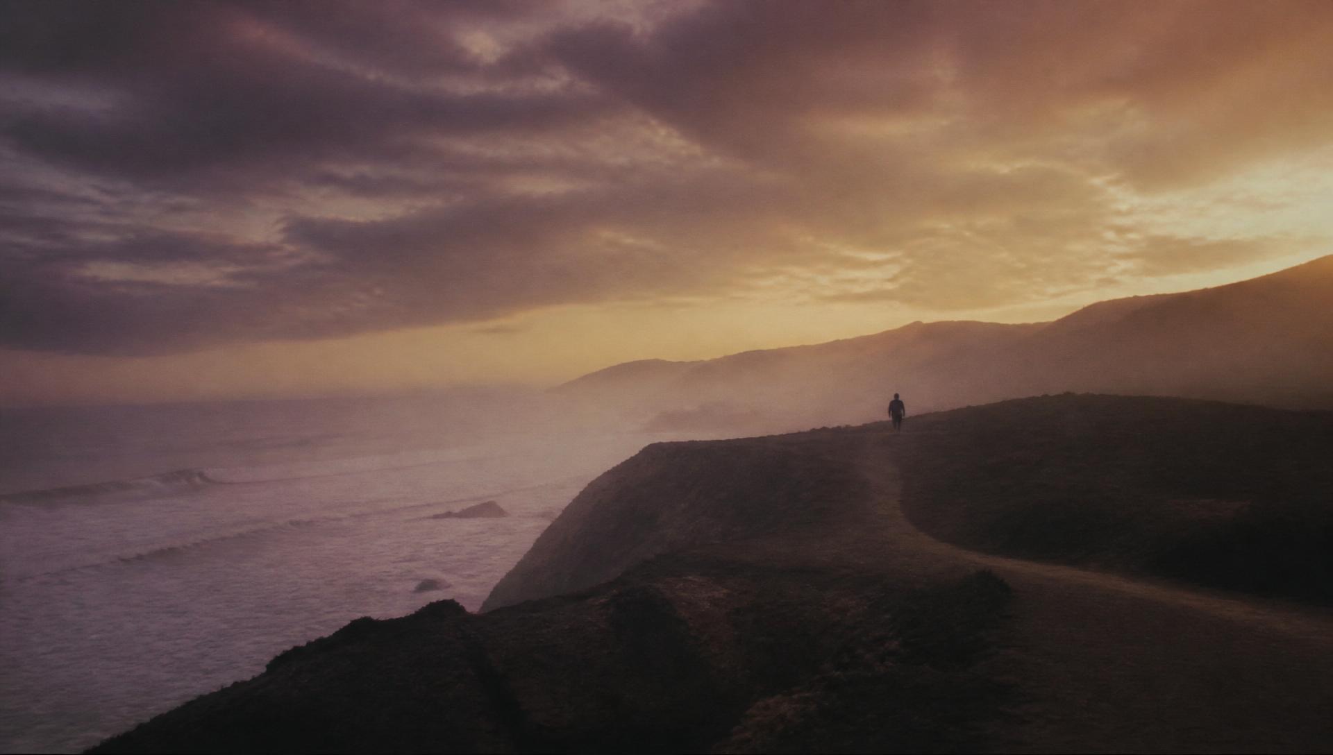 Misty California coastline at golden hour